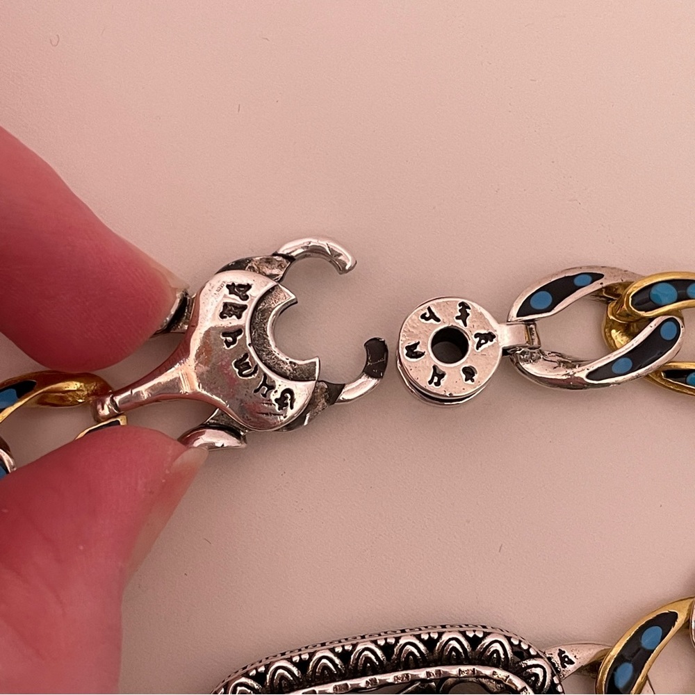 Vintage Chinese STERLING SILVER Gold Plated Turquoise Unique Whimsical Bracelet - Picture 5 of 16